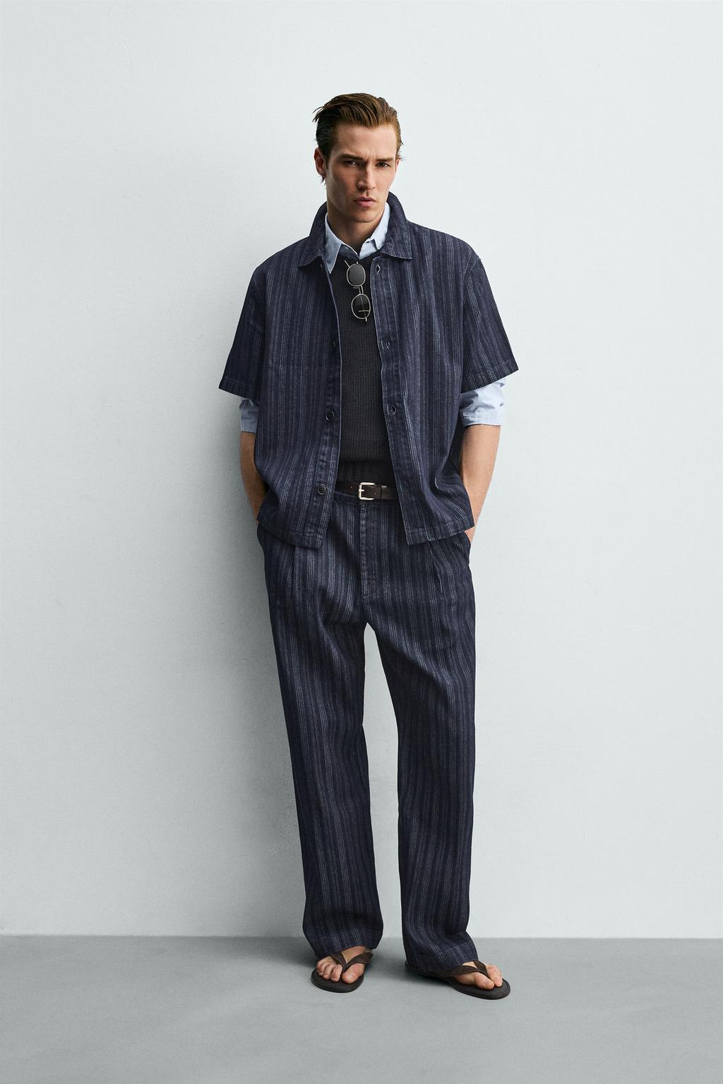 ЖАККАРДОВАЯ РУБАШКА В ПОЛОСКУ СВОБОДНОГО КРОЯ