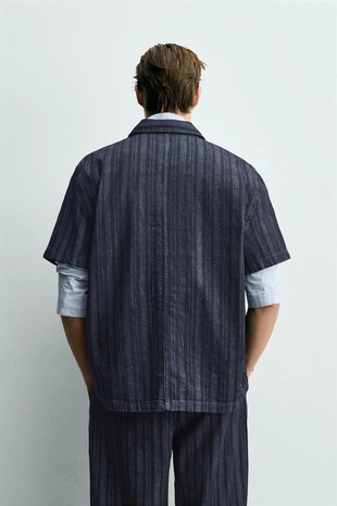 Жаккардовая рубашка в полоску свободного кроя- Заказать в России