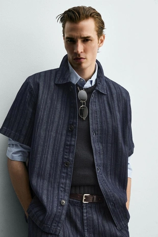 Жаккардовая рубашка в полоску свободного кроя- Заказать в России