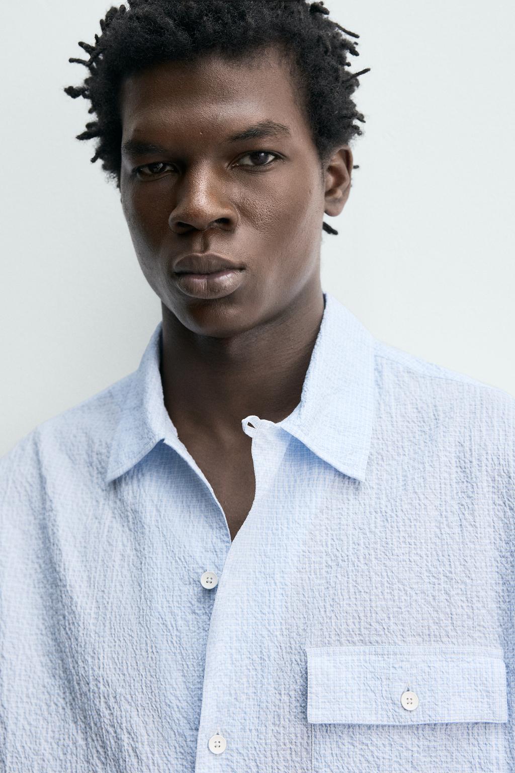 РУБАШКА В КЛЕТКУ С ТЕКСТУРОЙ