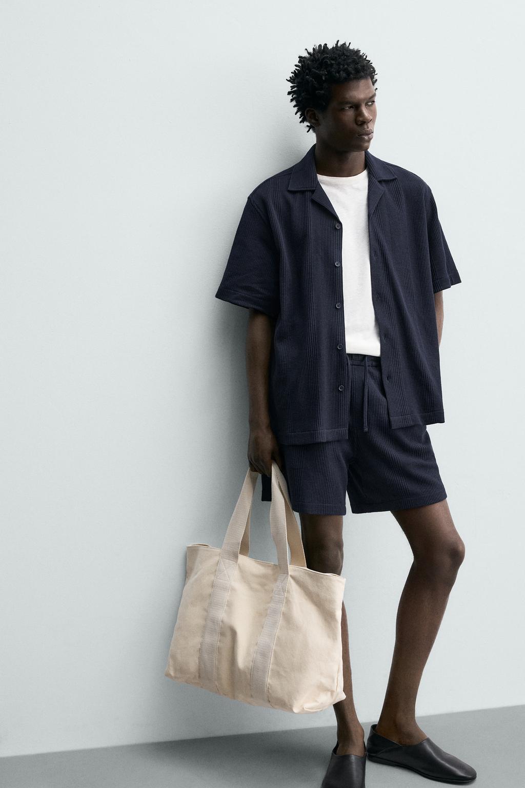 ШОРТЫ RELAXED FIT ИЗ РЕЛЬЕФНОЙ ТКАНИ