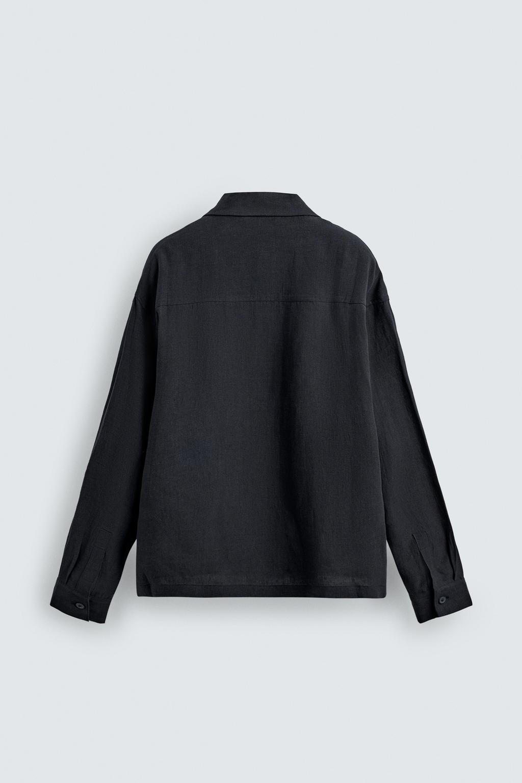 РУБАШКА СВОБОДНОГО КРОЯ ИЗ 100% ЛЬНА С КАРМАНАМИ И СКЛАДКАМИ