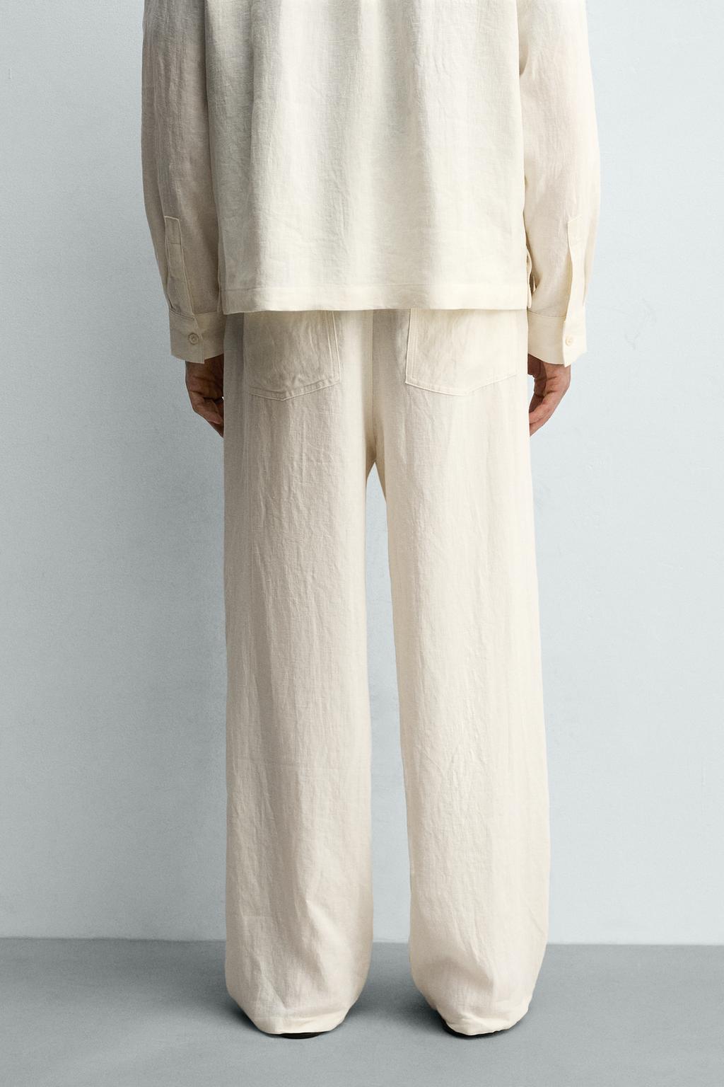 БРЮКИ RELAXED FIT ИЗ 100% ЛЬНА С РЕМНЕМ