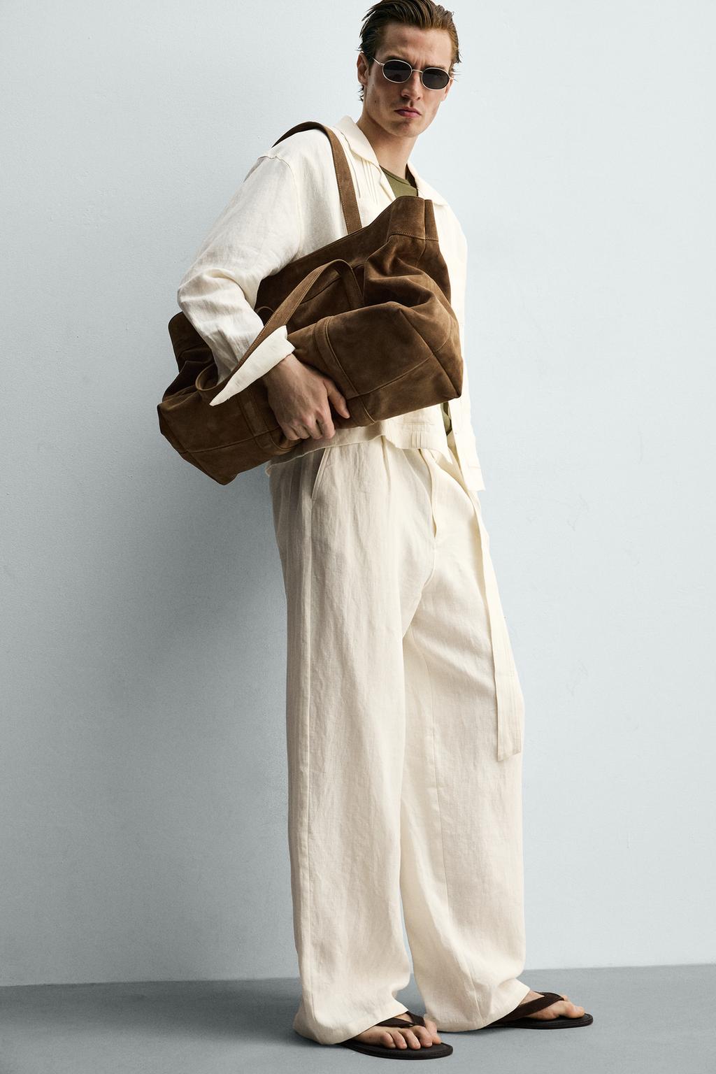 БРЮКИ RELAXED FIT ИЗ 100% ЛЬНА С РЕМНЕМ