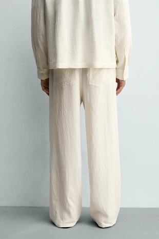 Брюки Relaxed Fit из 100% льна с ремнем