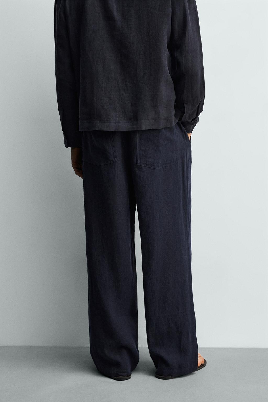 БРЮКИ СВОБОДНОГО КРОЯ ИЗ 100% ЛЬНА С РЕМНЕМ