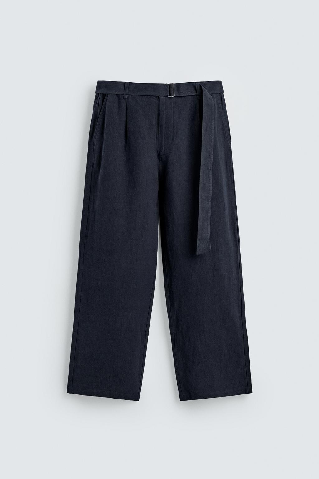 БРЮКИ СВОБОДНОГО КРОЯ ИЗ 100% ЛЬНА С РЕМНЕМ