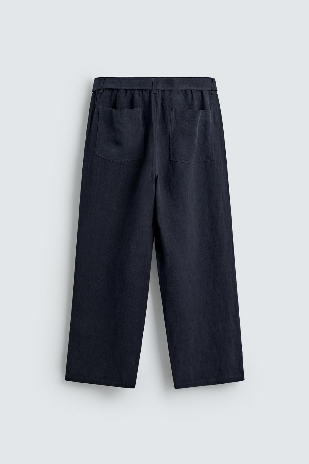 БРЮКИ СВОБОДНОГО КРОЯ ИЗ 100% ЛЬНА С РЕМНЕМ