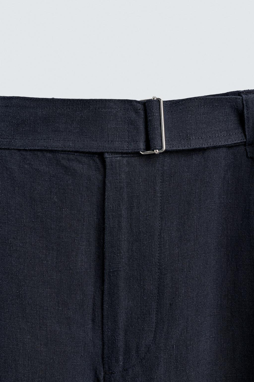 БРЮКИ СВОБОДНОГО КРОЯ ИЗ 100% ЛЬНА С РЕМНЕМ