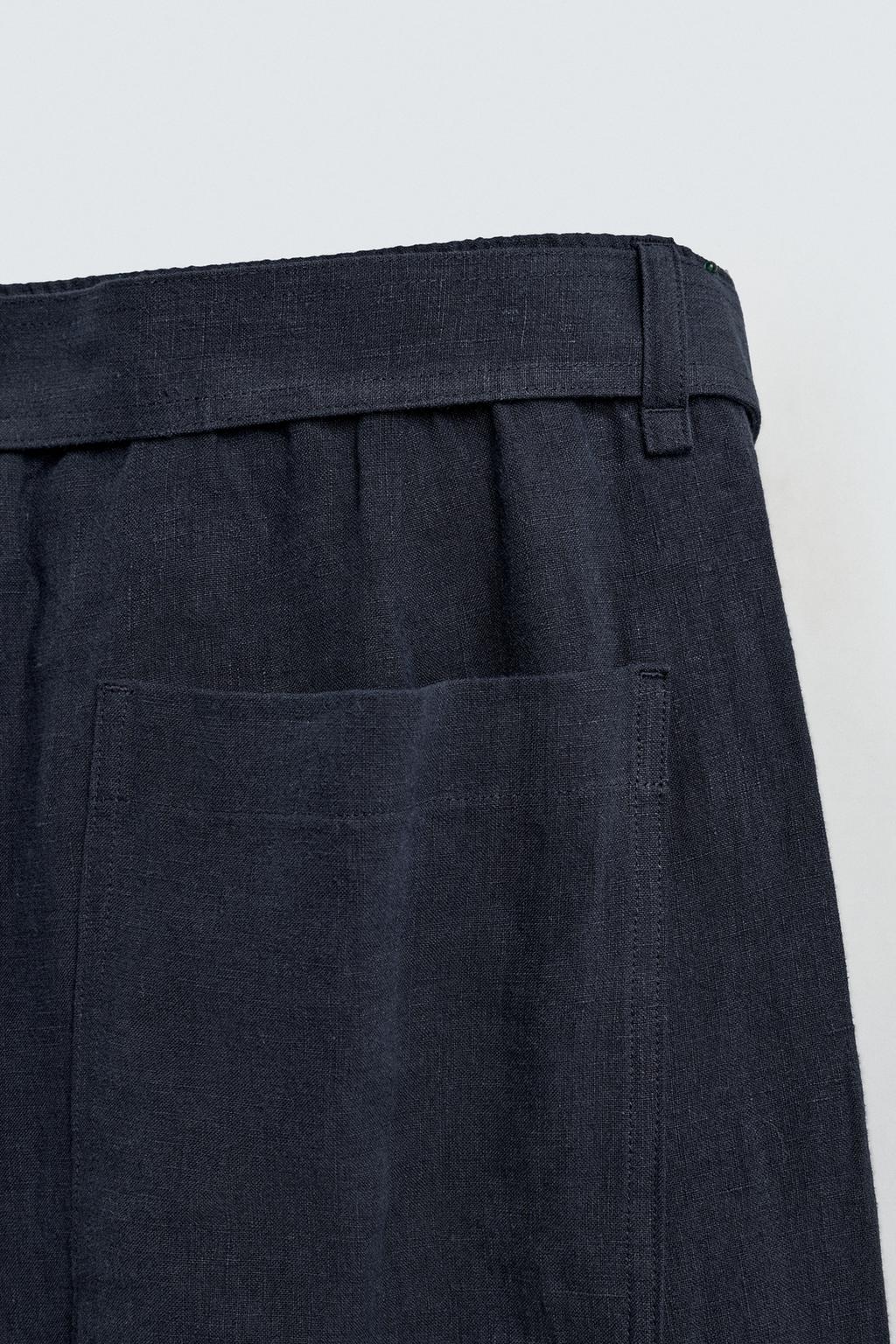 БРЮКИ СВОБОДНОГО КРОЯ ИЗ 100% ЛЬНА С РЕМНЕМ