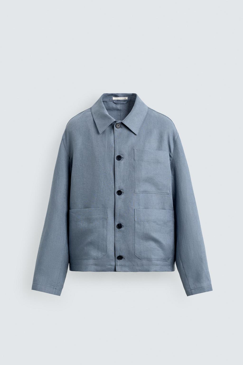 КУРТКА-РУБАШКА ИЗ 100% ЛЬНА С КАРМАНАМИ