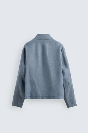 Куртка-рубашка из 100% льна с карманами- Заказать в России