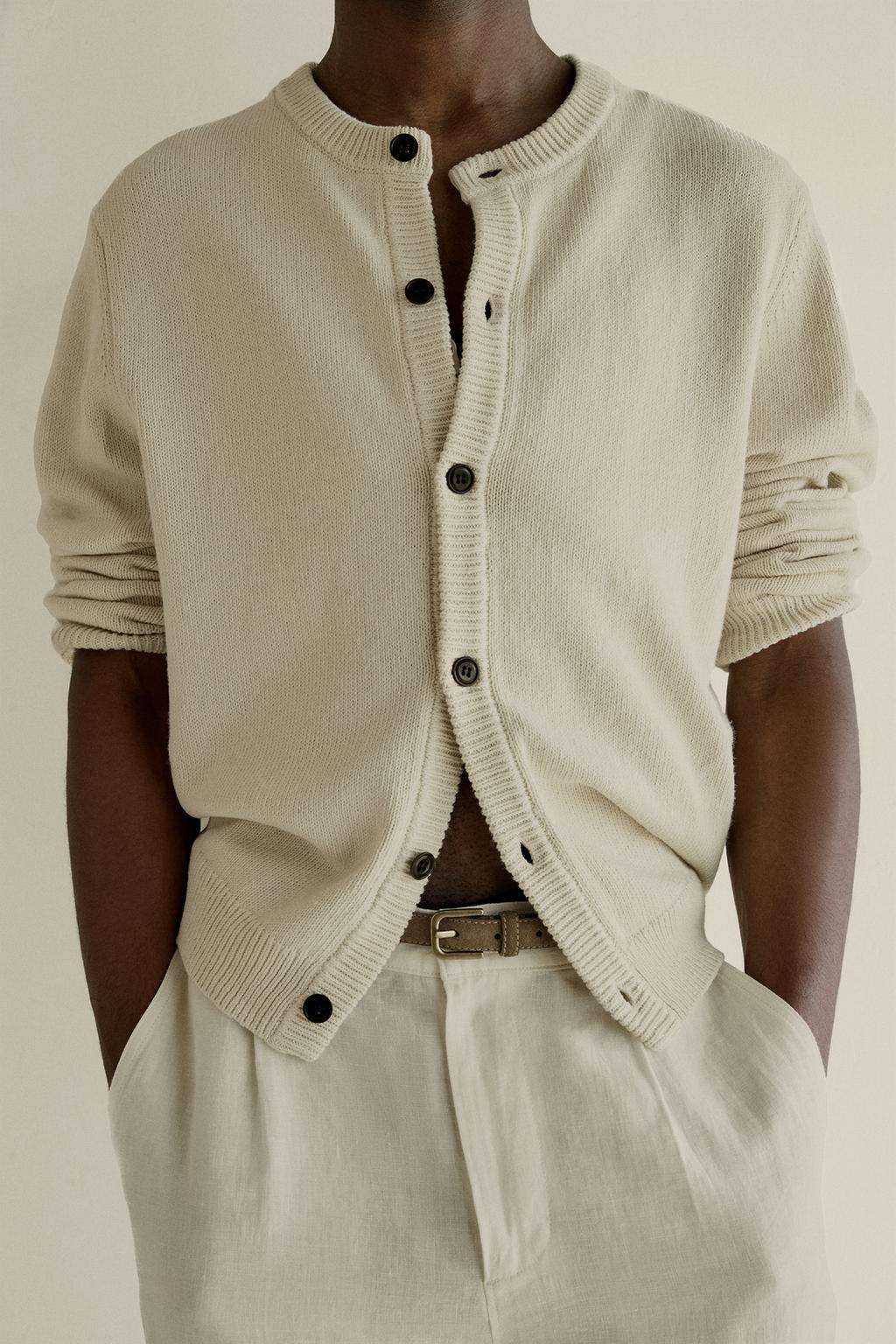 КАРДИГАН ИЗ ХЛОПКА И ЛЬНА КЛАССИЧЕСКОГО КРОЯ