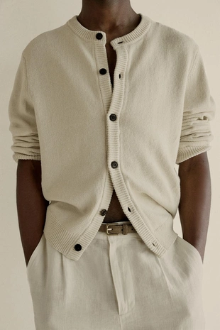 Кардиган из хлопка и льна классического кроя- Заказать в России