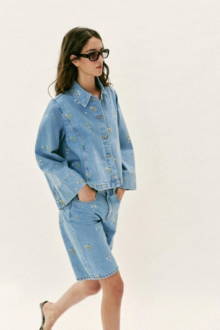 Джинсовые шорты Z1975 с вышивкой- Заказать в России