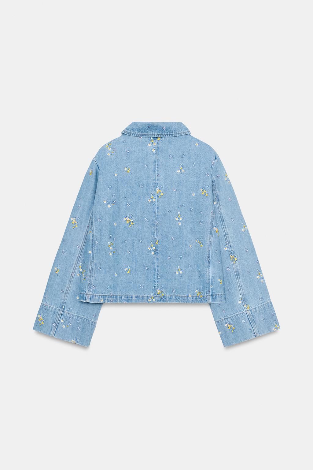 ДЖИНСОВАЯ КУРТКА Z1975 С ВЫШИВКОЙ В ВИДЕ ЦВЕТОВ, КОМПЛЕКТ