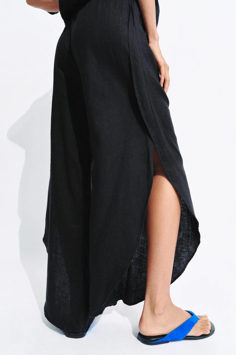 100% льняные брюки с разрезами Zara «ZW»