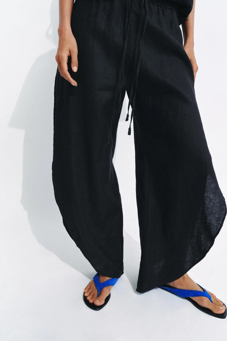 100% льняные брюки с разрезами Zara «ZW»