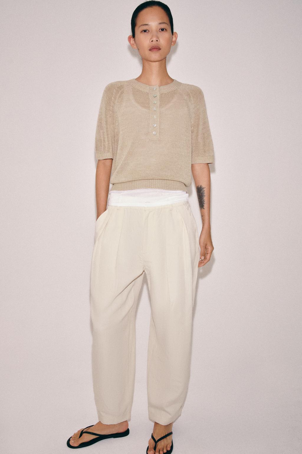 СВИТЕР С КОРОТКИМИ РУКАВАМИ И ПУГОВИЦАМИ