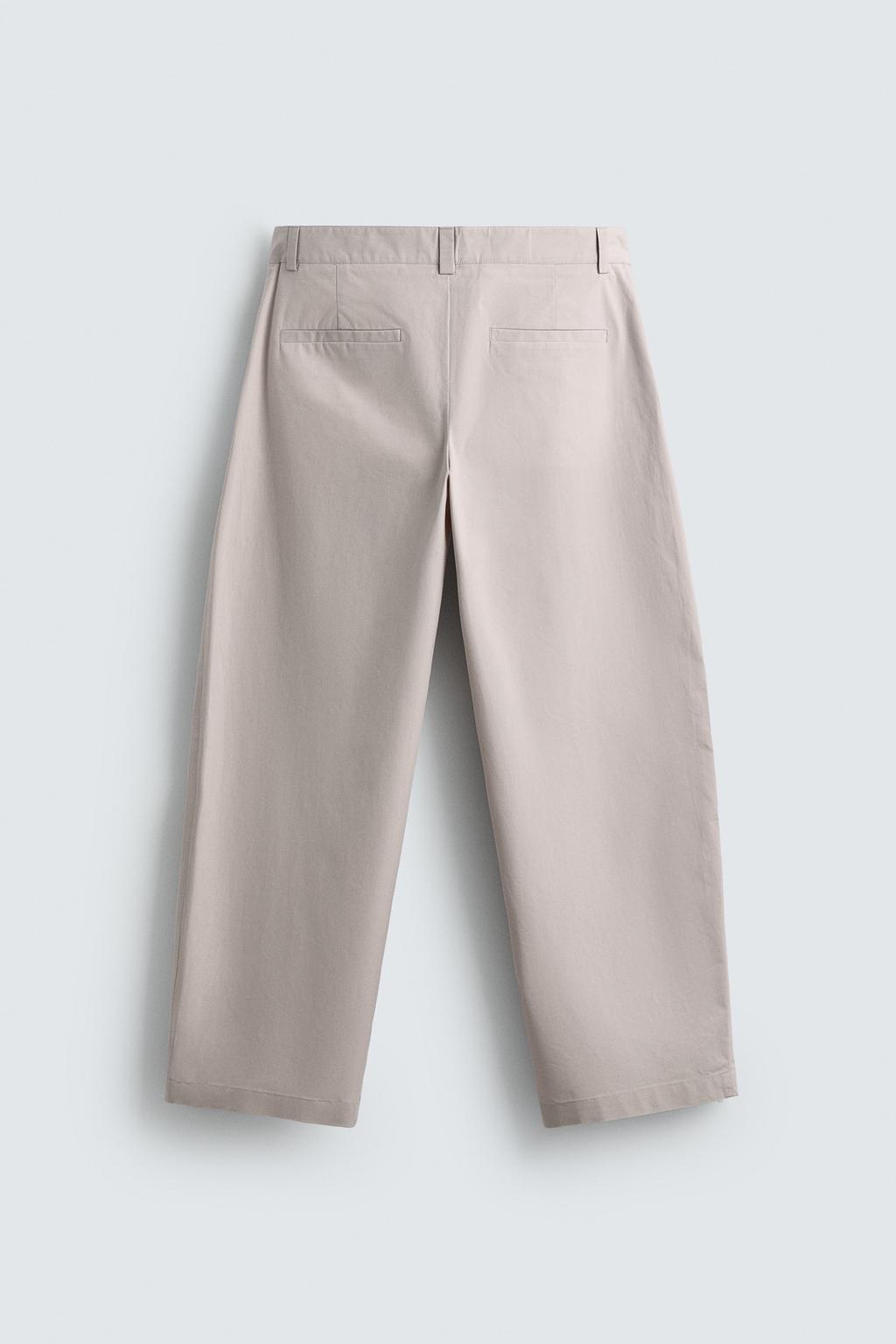 БРЮКИ STRAIGHT FIT ИЗ ПОПЛИНА СО СКЛАДКАМИ