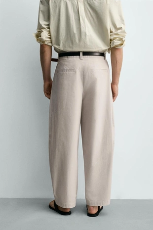 Брюки Straight Fit из поплина со складками- Заказать в России