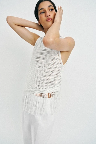 Трикотажный топ с бахромой- Заказать в России