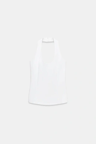 Топ из крепа с горловиной халтер