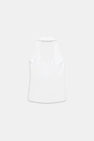 Топ из крепа с горловиной халтер- Заказать в России