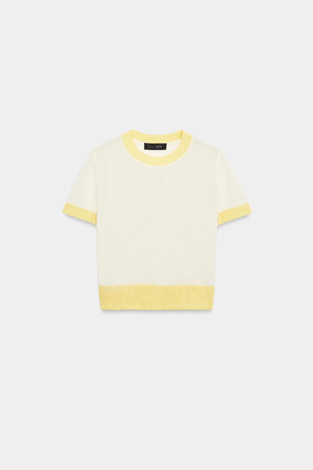 ТРИКОТАЖНЫЙ ТОП С КОРОТКИМИ РУКАВАМИ