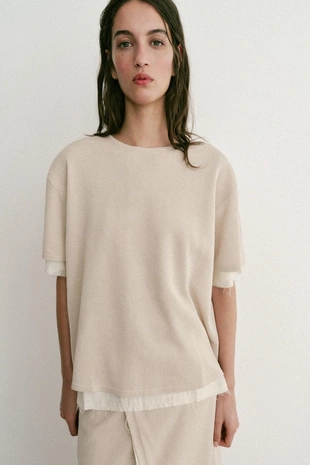 Комбинированный трикотажный топ- Заказать в России