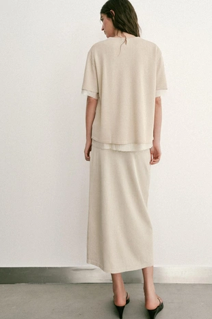 Комбинированный трикотажный топ- Заказать в России