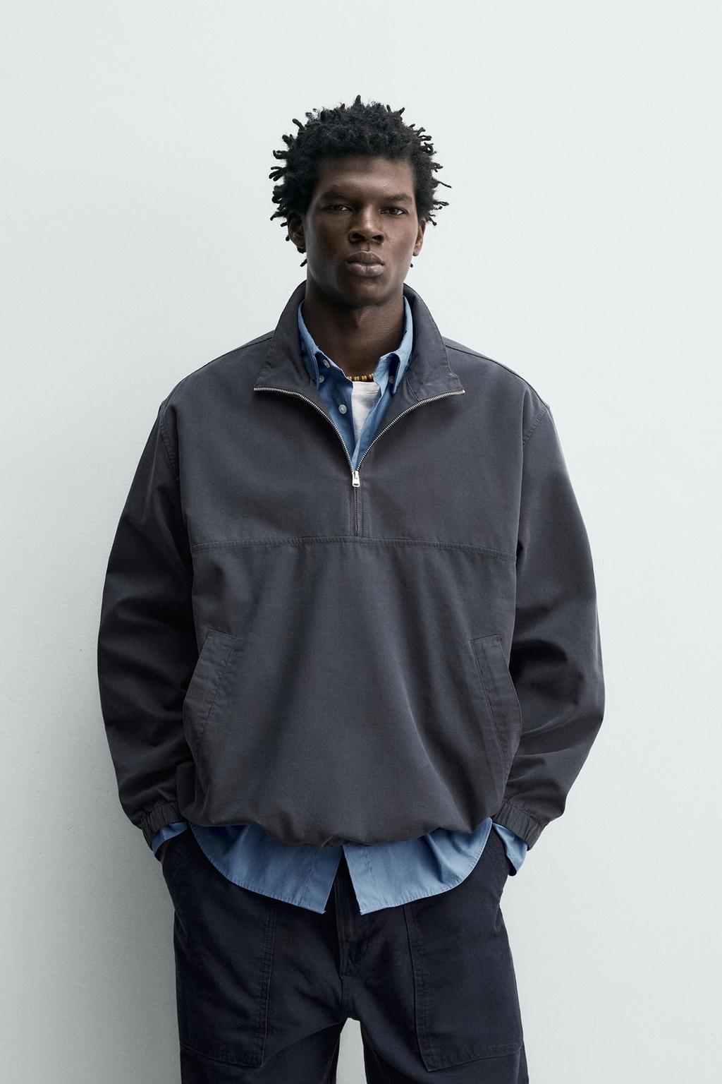 КУРТКА-РУБАШКА ИЗ ХЛОПКА И ЛИОЦЕЛЛА С ВОРОТНИКОМ НА МОЛНИИ