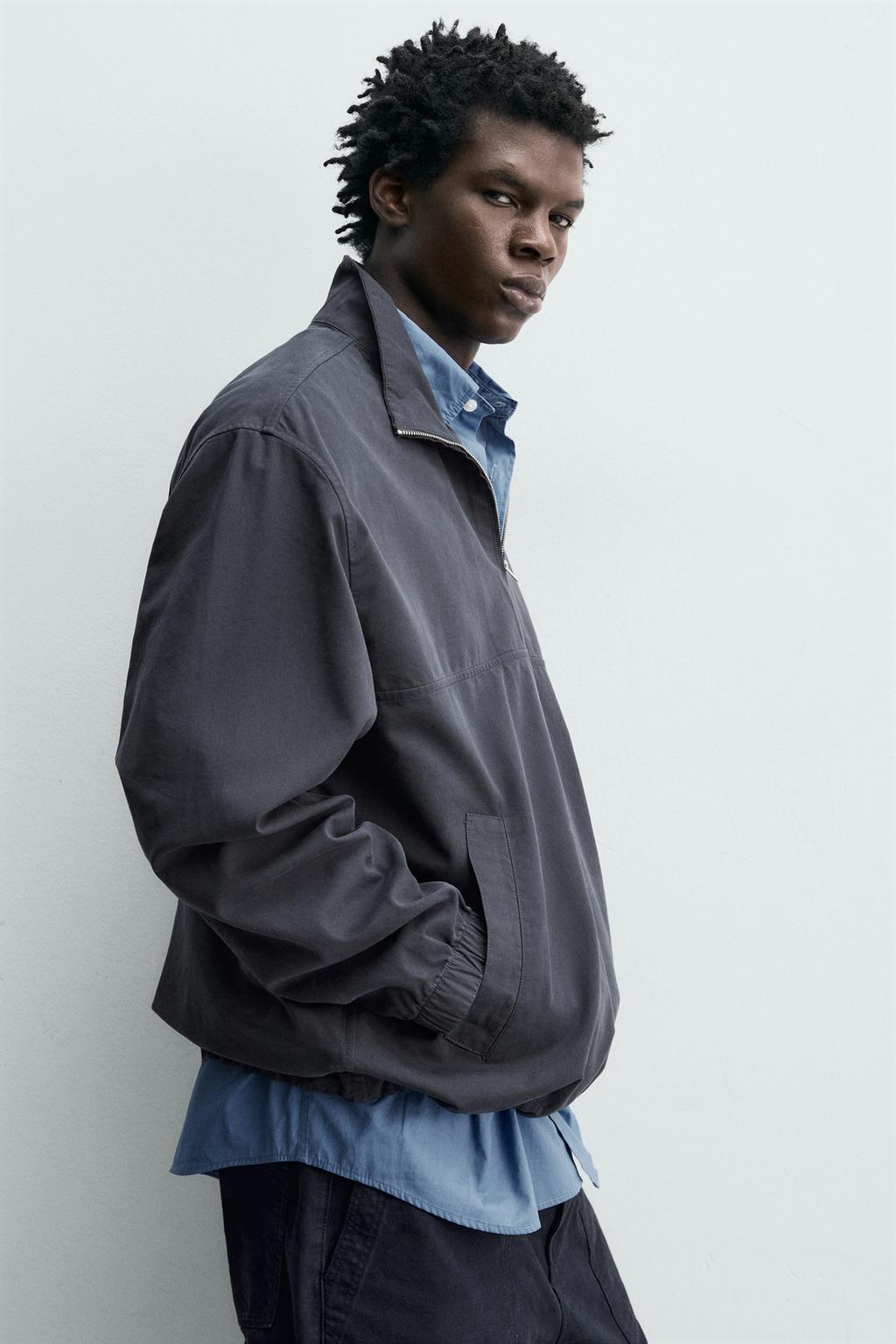 КУРТКА-РУБАШКА ИЗ ХЛОПКА И ЛИОЦЕЛЛА С ВОРОТНИКОМ НА МОЛНИИ