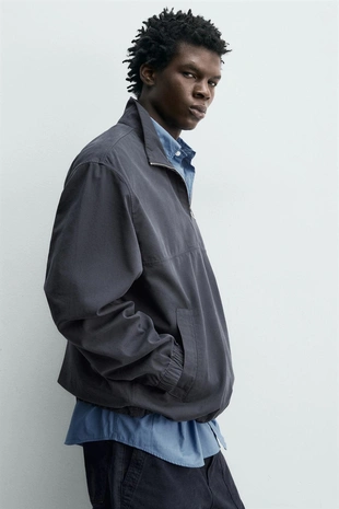 Куртка-рубашка из хлопка и лиоцелла с воротником на молнии- Заказать в России