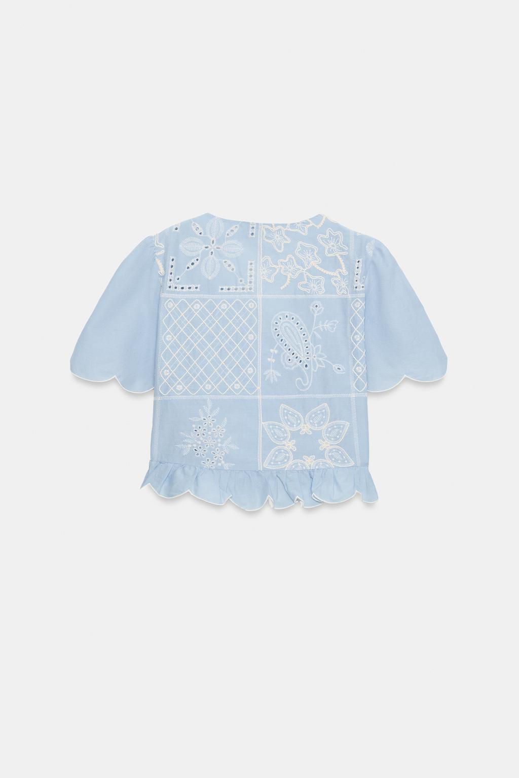 БЛУЗА С ВЫШИВКОЙ И ПЕРФОРАЦИЕЙ