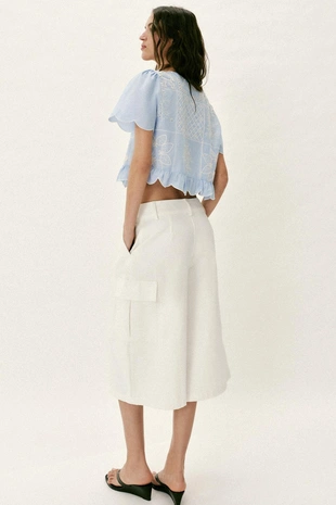 Блуза с вышивкой и перфорацией- Заказать в России