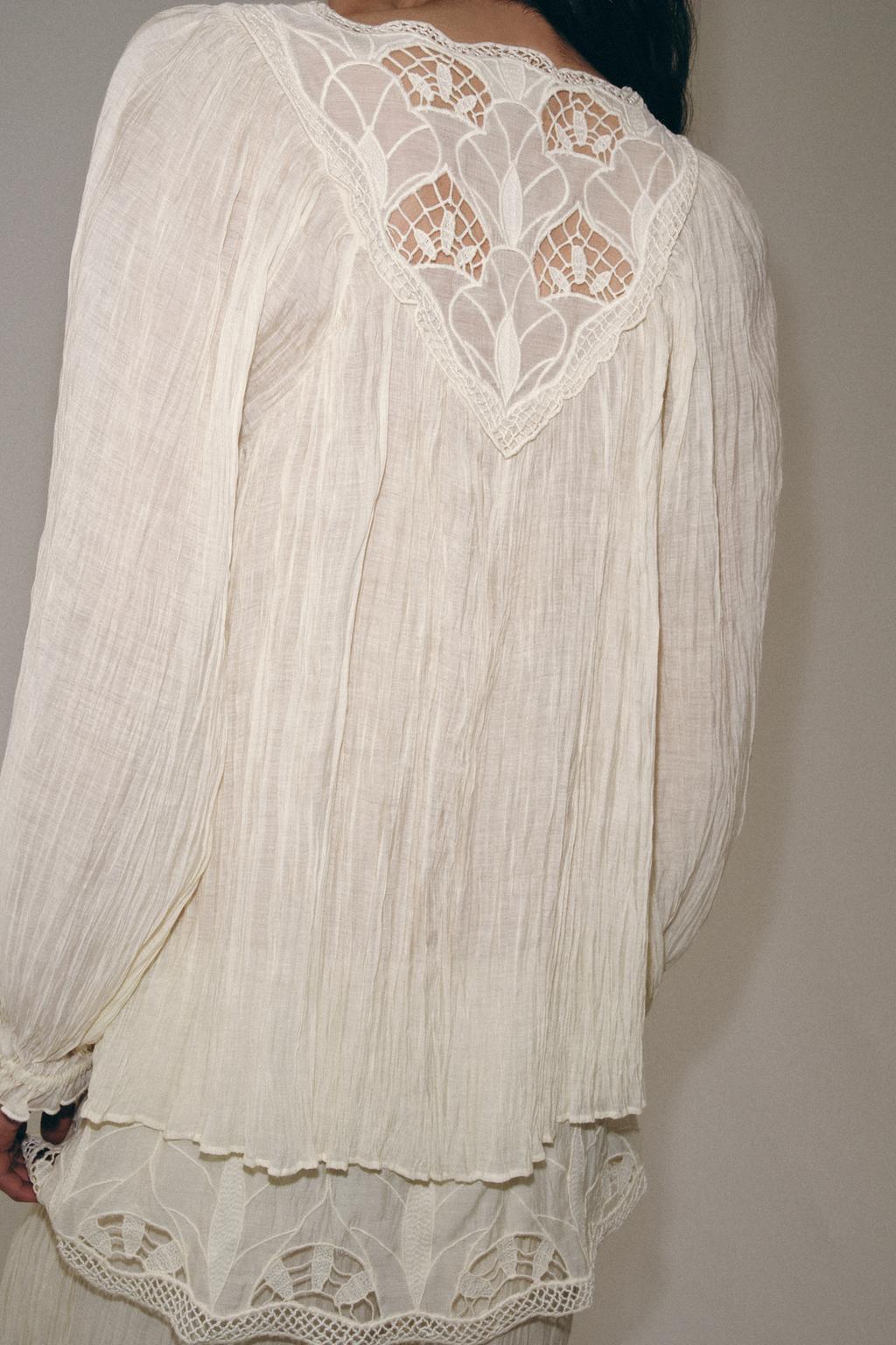 ЖАТАЯ БЛУЗА С ВЫШИВКОЙ — ZW COLLECTION