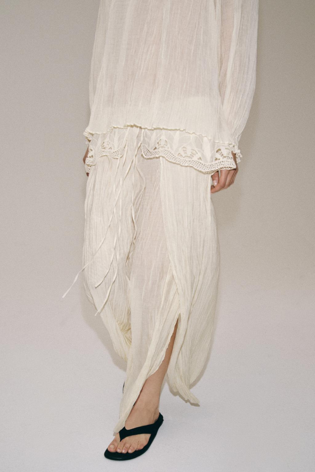 ЖАТАЯ БЛУЗА С ВЫШИВКОЙ — ZW COLLECTION