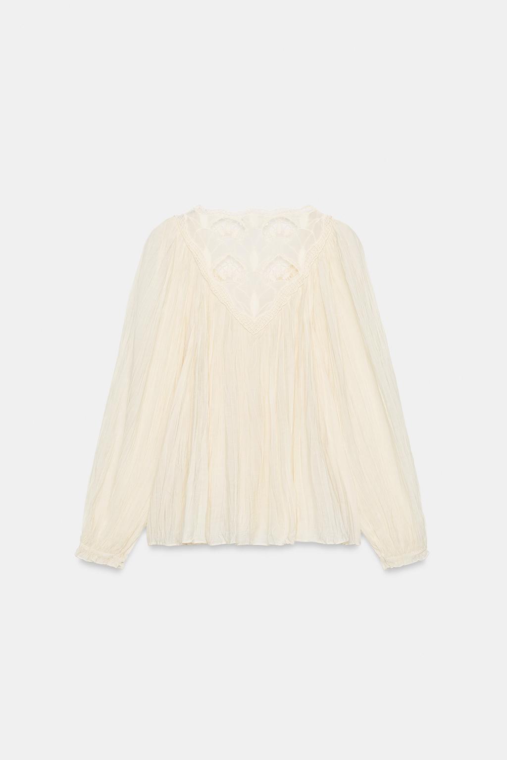 ЖАТАЯ БЛУЗА С ВЫШИВКОЙ — ZW COLLECTION