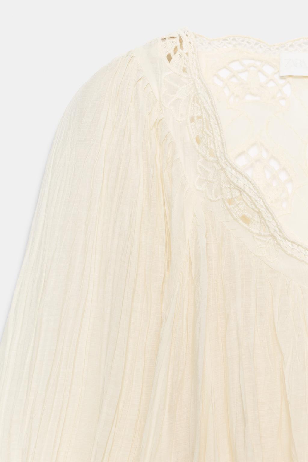 ЖАТАЯ БЛУЗА С ВЫШИВКОЙ — ZW COLLECTION