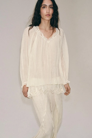 Жатая блуза с вышивкой — Zw Collection- Заказать в России