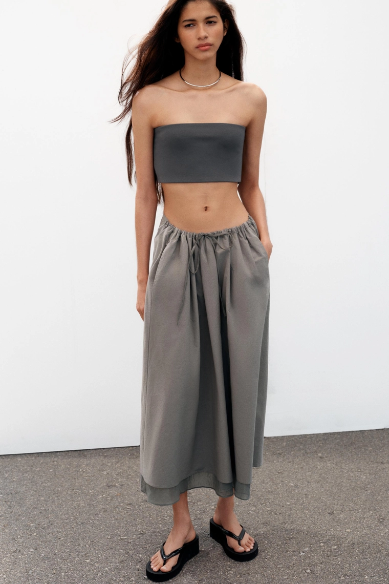 Юбка-миди с комбинированными слоями