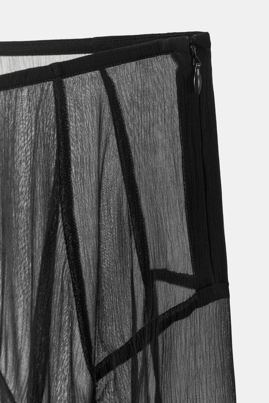 АСИММЕТРИЧНАЯ ЮБКА ИЗ ЖОРЖЕТА С КРУЖЕВОМ