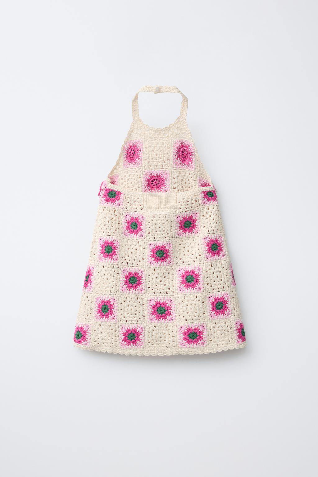 ПЛАТЬЕ ИЗ КРУЖЕВА КРОШЕ С ЦВЕТОЧНЫМ ПРИНТОМ