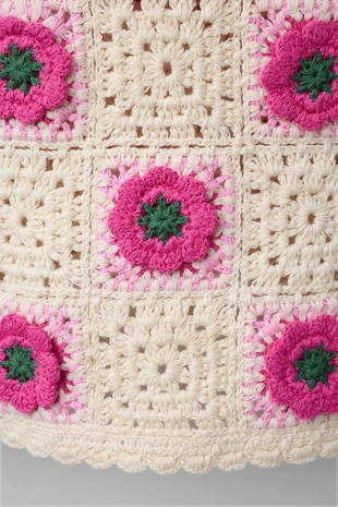 Платье из кружева кроше с цветочным принтом- Заказать в России