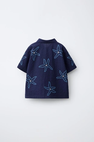 Купить Zara Рубашка из жатой ткани с вышивкой «звезды»