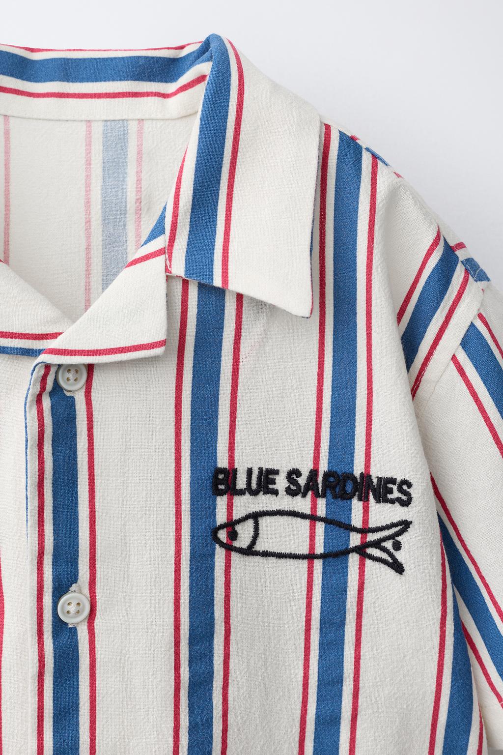 РУБАШКА В ПОЛОСКУ С ВЫШИВКОЙ «РЫБА»