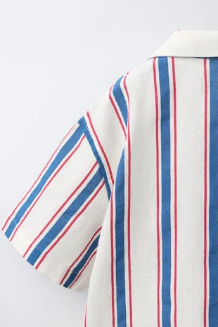 Рубашка в полоску с вышивкой «рыба»- Заказать в России