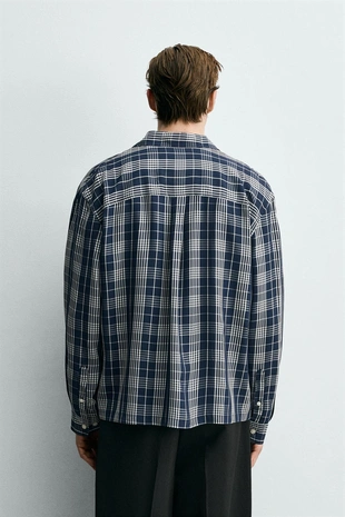 Рубашка свободного кроя в клетку- Заказать в России