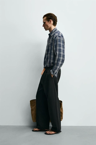 Рубашка свободного кроя в клетку- Заказать в России